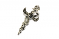 Schwert mit Schlange und schwarzem Stein, Halsketten Schmuck Anhänger aus Edelstahl