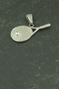 Tennisschläger Halsketten Anhänger 3D aus Edelstahl