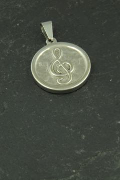 Notenschlüssel Medallion Anhänger aus Edelstahl