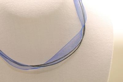 10 Stk. Organza Halsband - Halskette in blau ca. 45cm