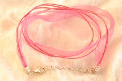 10 Stk. Organza Halsband, Halskette in pink ca. 45cm