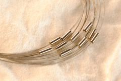 10 Stk. Stahl Halsband - Halsreif in silber ca. 45cm