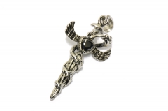 Schwert mit Schlange und schwarzem Stein, Halsketten Schmuck Anhänger aus Edelstahl