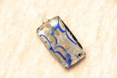 Glasschmuck aus Murano Glas - blau - Anhänger Quadrat Form