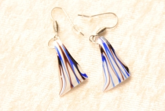 Ohrringe, Ohrhänger aus Muranoglas - weiss / blau / braun Ohrringe, Ohrhänger aus Muranoglas - weiss / blau / braun