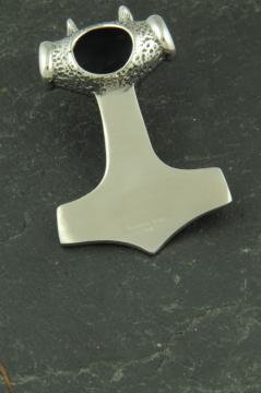 Thors Hammer aus Edelstahl, Schmuckstück für Halsketten mit Wolfskopf