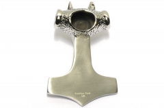Thors Hammer aus Edelstahl, Schmuckstück für Halsketten mit Wolfskopf